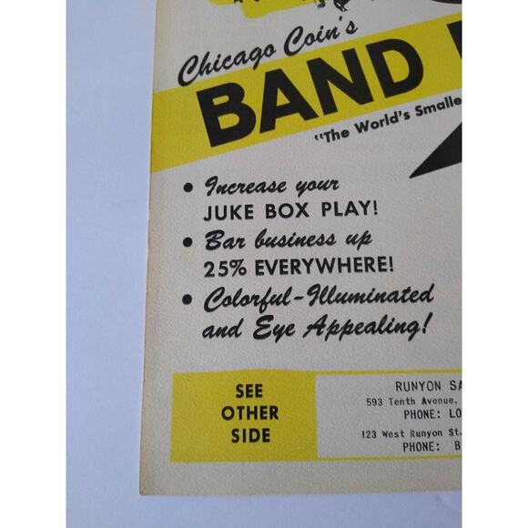 Chicago Coin Band Box Jukebox Flyer 1952 Original Animated Manikin Musicians NOS - Picture 10 of 11